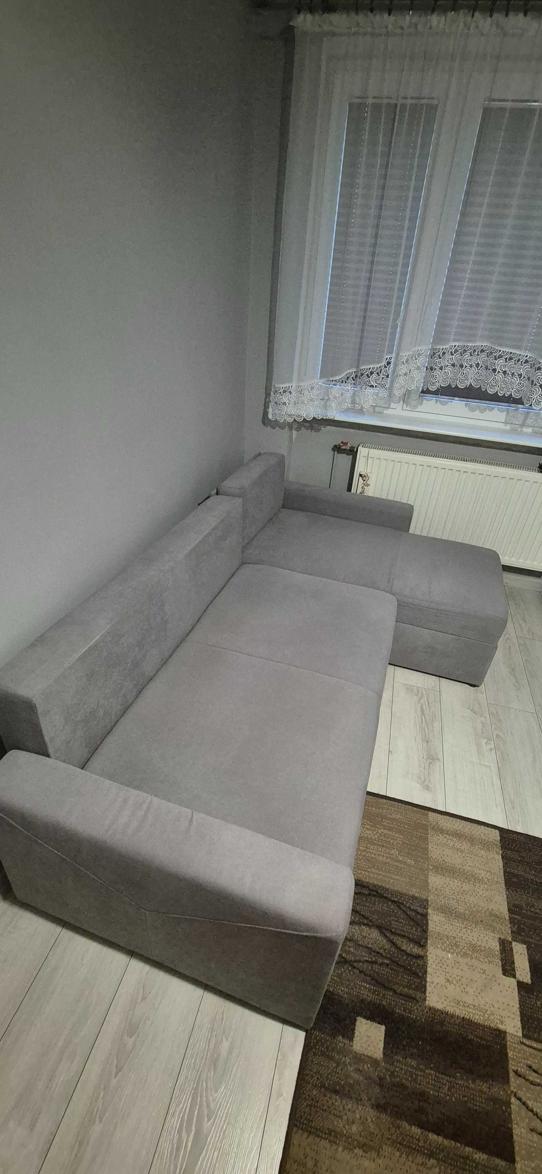 Narożnik szary z 2 pojemnikami