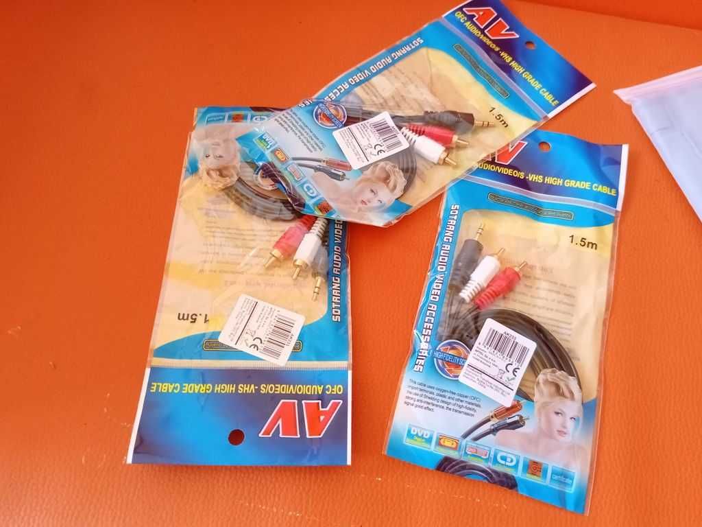 kabel 2 RCA-> 1 MAŁY JACK 1,5 m długość nowy np. do mp3 Jelenia Góra