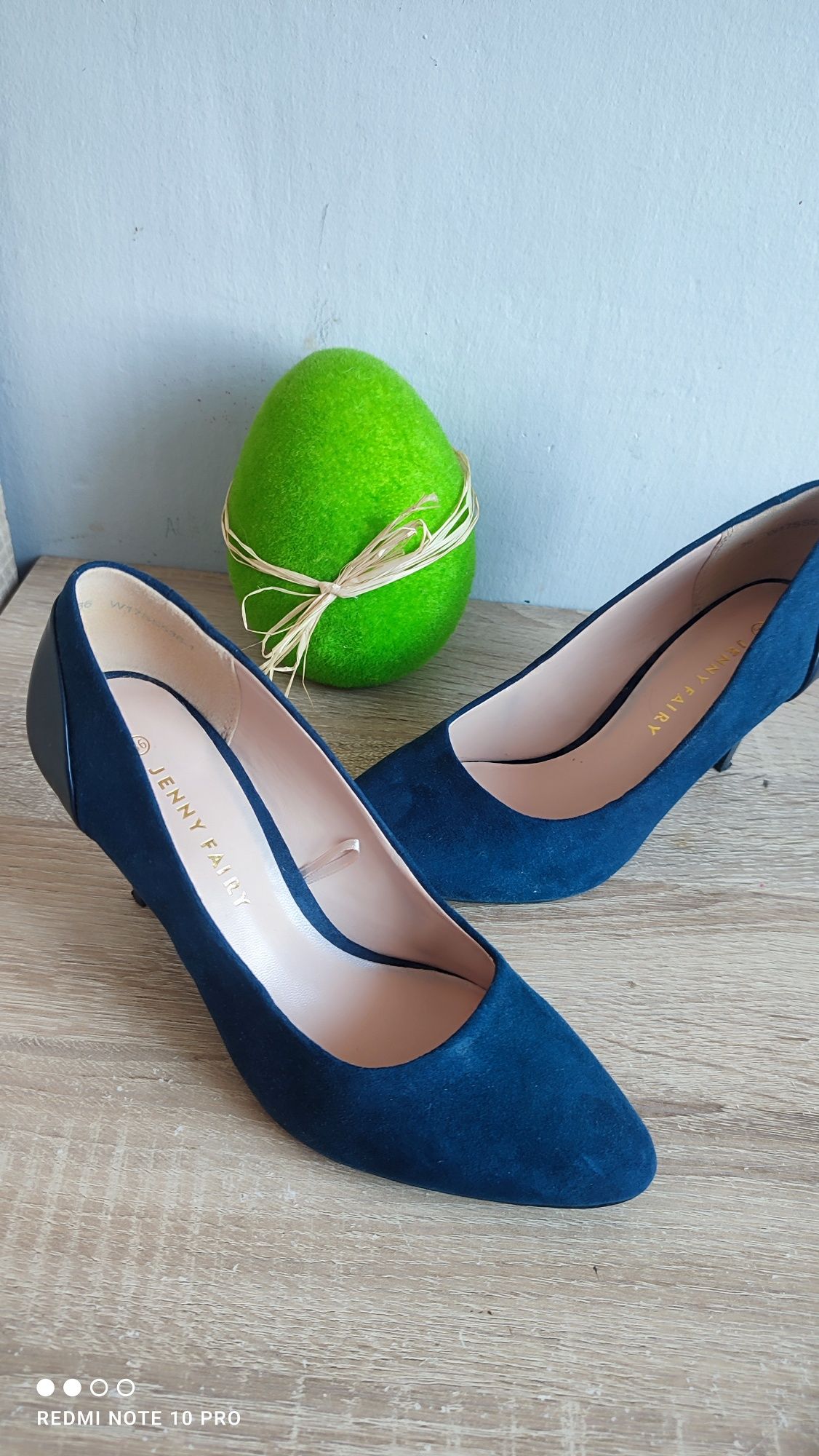 Buty damskie czółenka szpilki granatowe