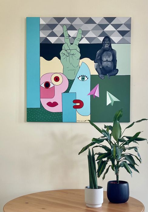 Obraz akrylowy ręcznie malowany na płótnie bawełnianym 80x80cm
