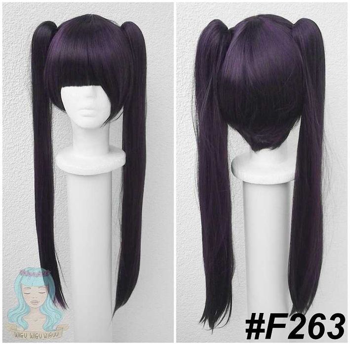 Mona Genshin Impact fioletowa peruka z kitkami cosplay fioletowy wig