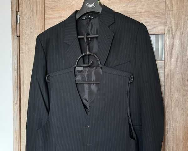 MARYNARKA i KAMIZELKA stan idealny, wełna, granat-czarny, na 182 cm