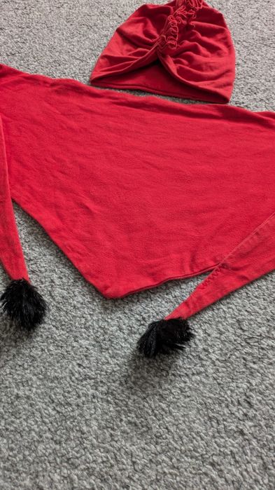Komplet czapka i chusta czerwony turban chusta trójkątna jesień