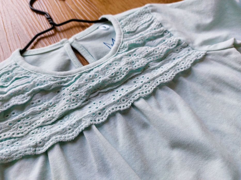 Bluzka Max&Mia z długim rękawem, turkusowy longsleeve, rozm. 92