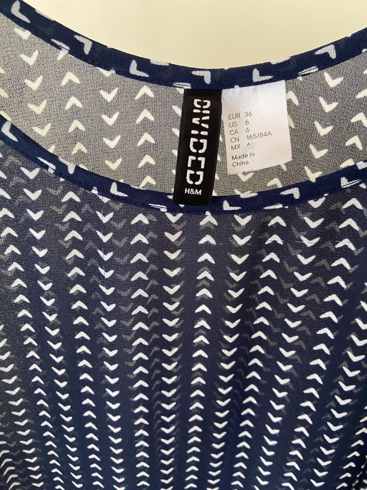 Granatowa bluzka bluzeczka we wzorki H&M koszula elegancka M
