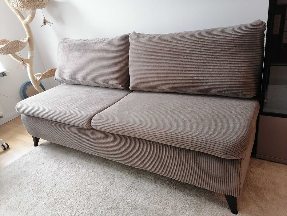 Nowa kanapa nieużywana sztruksowa rozkładana