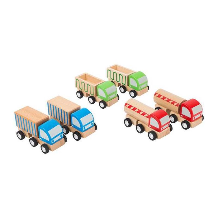 Drewniane samochody ciężarówki zestaw 6 pojazdów