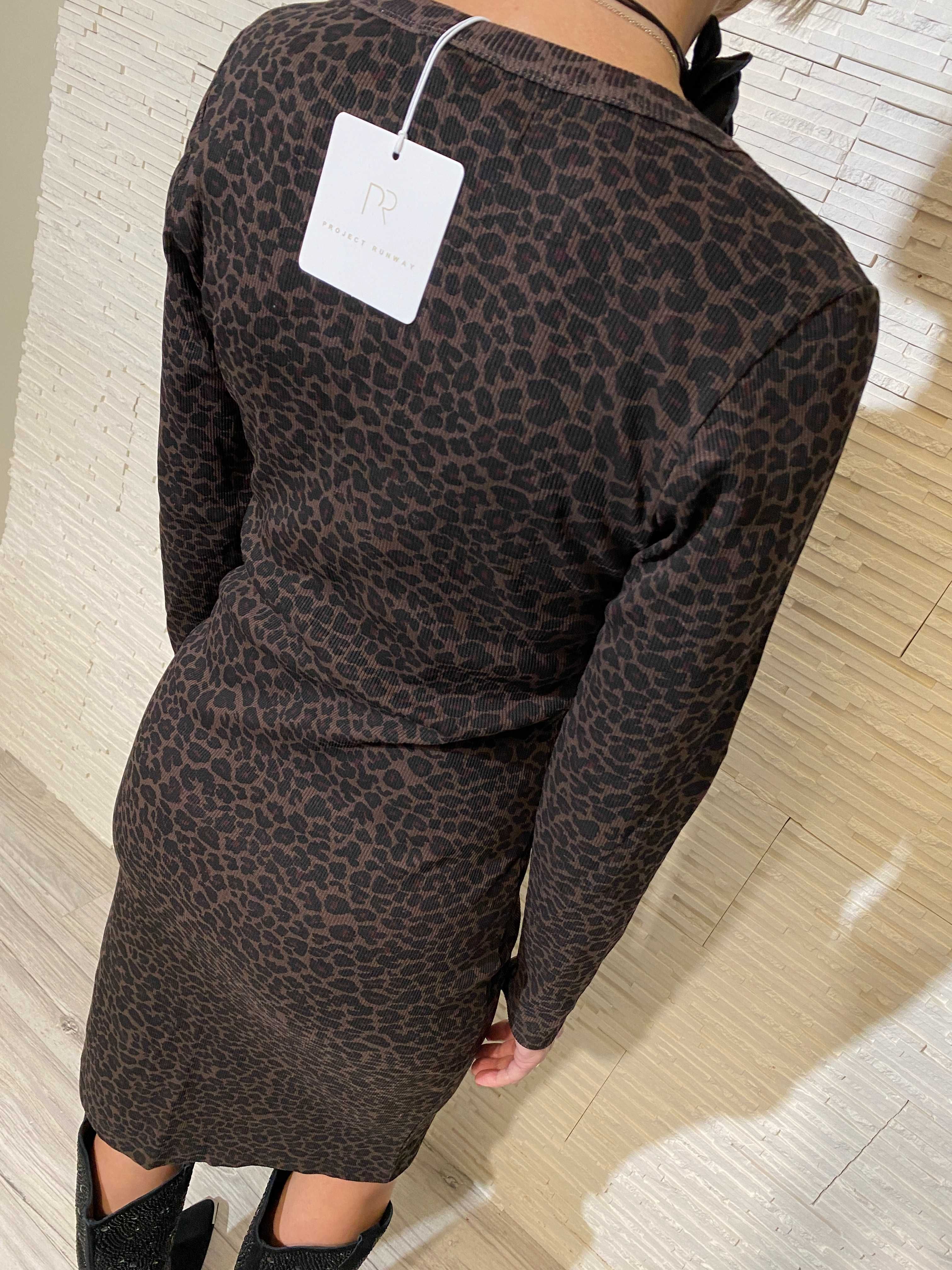 Project Runway lemonada nowa sukienka gepard cętki prążek midi