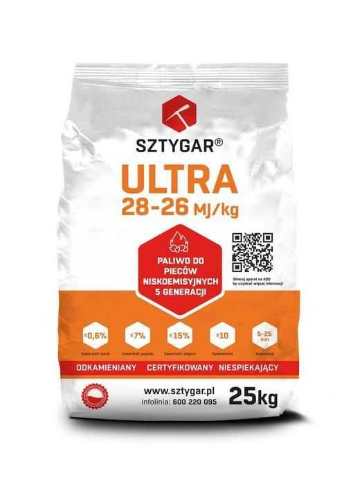 EKOGROSZEK Sztygar ULTRA - 28 - 26 MJ/kg -  PROMOCJA - pakowany 25kg