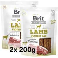 Brit 2x 200g + Gratis, Meaty Jerky Lamb 400g Przysmak Treserki Gryzaki