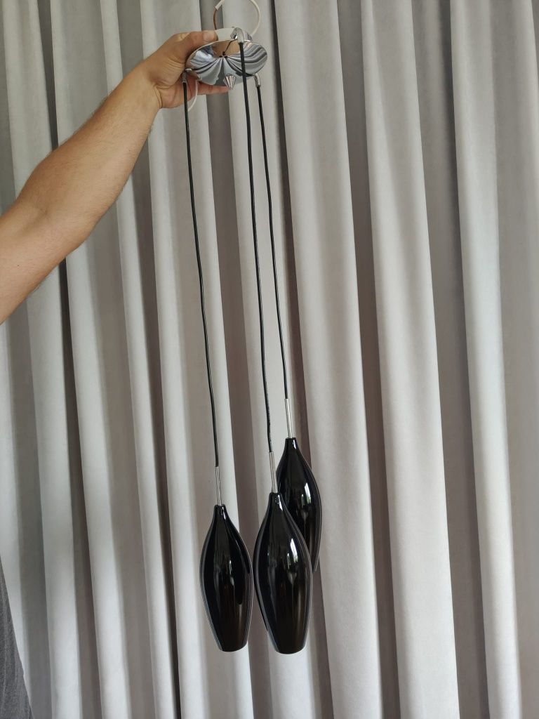 Lampa wisząca, ZUMA Line, lampa szklana, czarna, lampa do kuchni