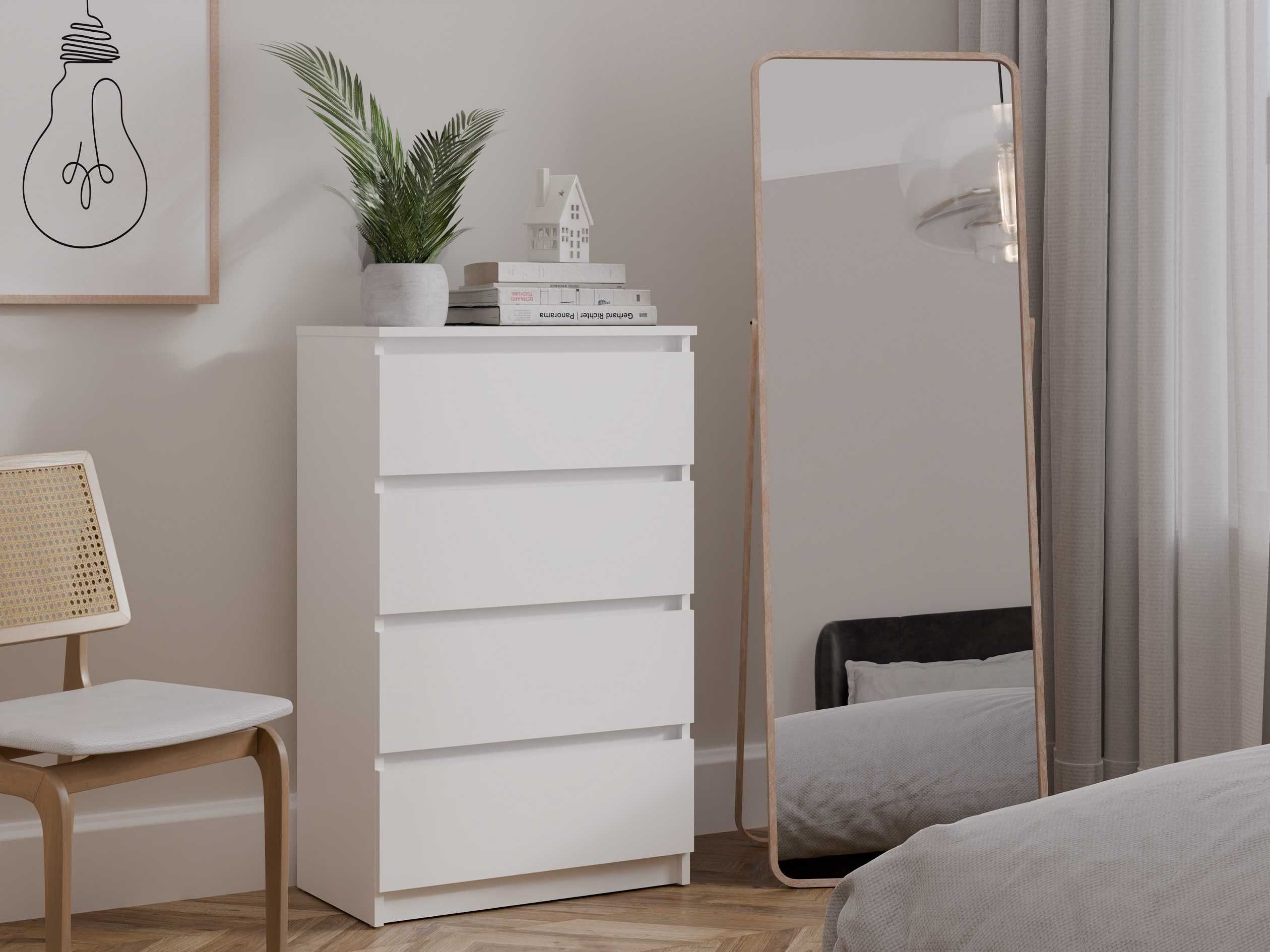 Komoda Szafka MALWA 4 Szuflady Sypialnia M4 60 BIAŁA