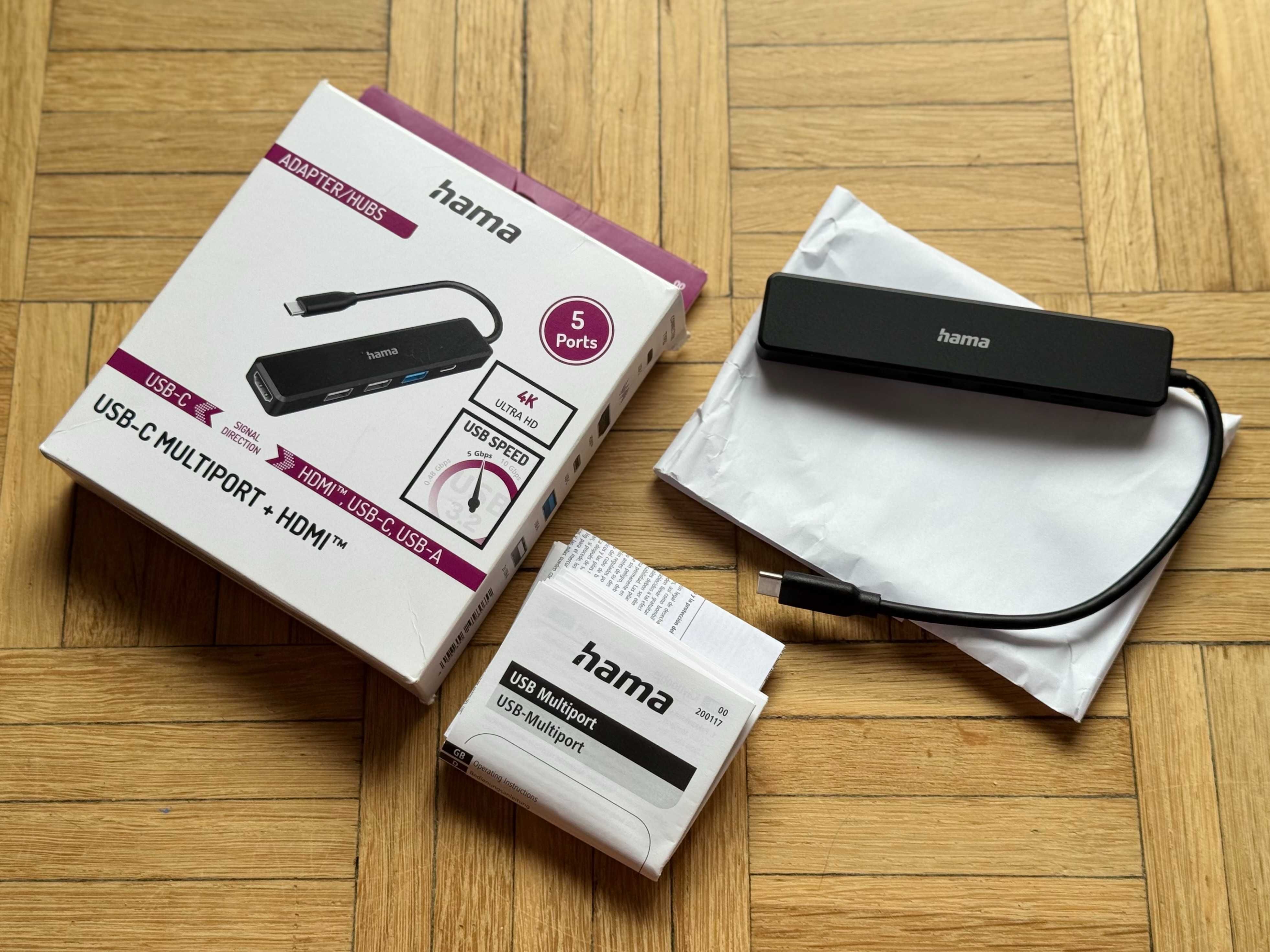 Nowy hub Hama Multiport USB-C 5w1 HDMI 3x USB-A USB-C FV Bydgoszcz