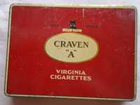 Caixa em chapa marca Craven "A" contendo cigarros vintage colecção
