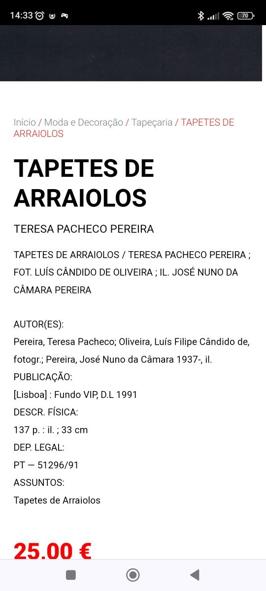 Livro tapete de arraiolos