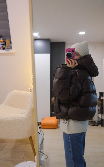 Пуховик шоколадний, натуральний пух! Зима S/M