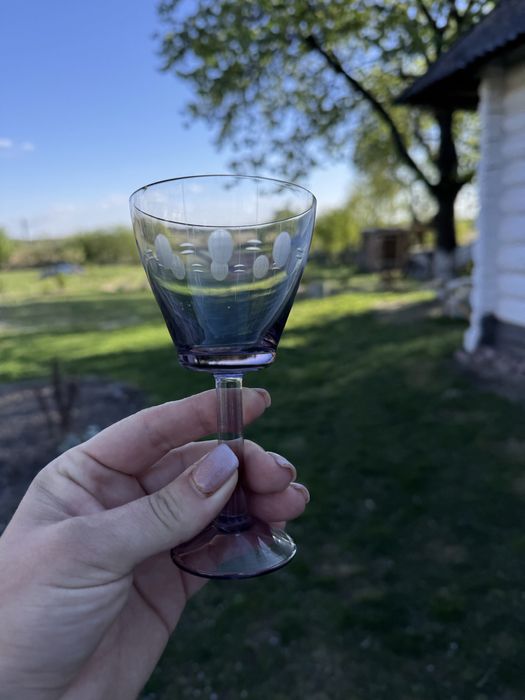 Бокали, фужери, зелене скло вінтаж
