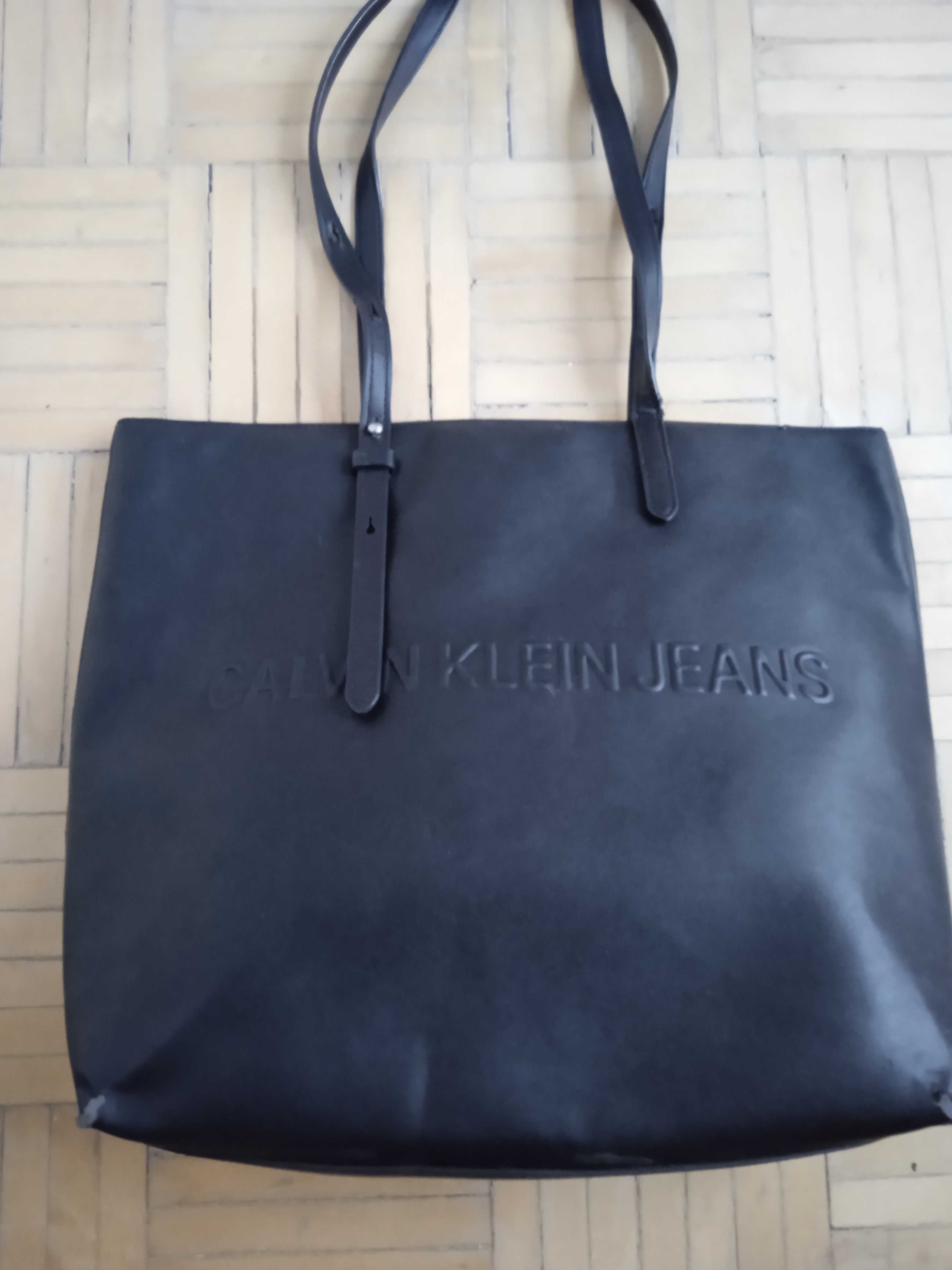 torba shopperka  Calvin Klein Jeans kolor czarny na suwak