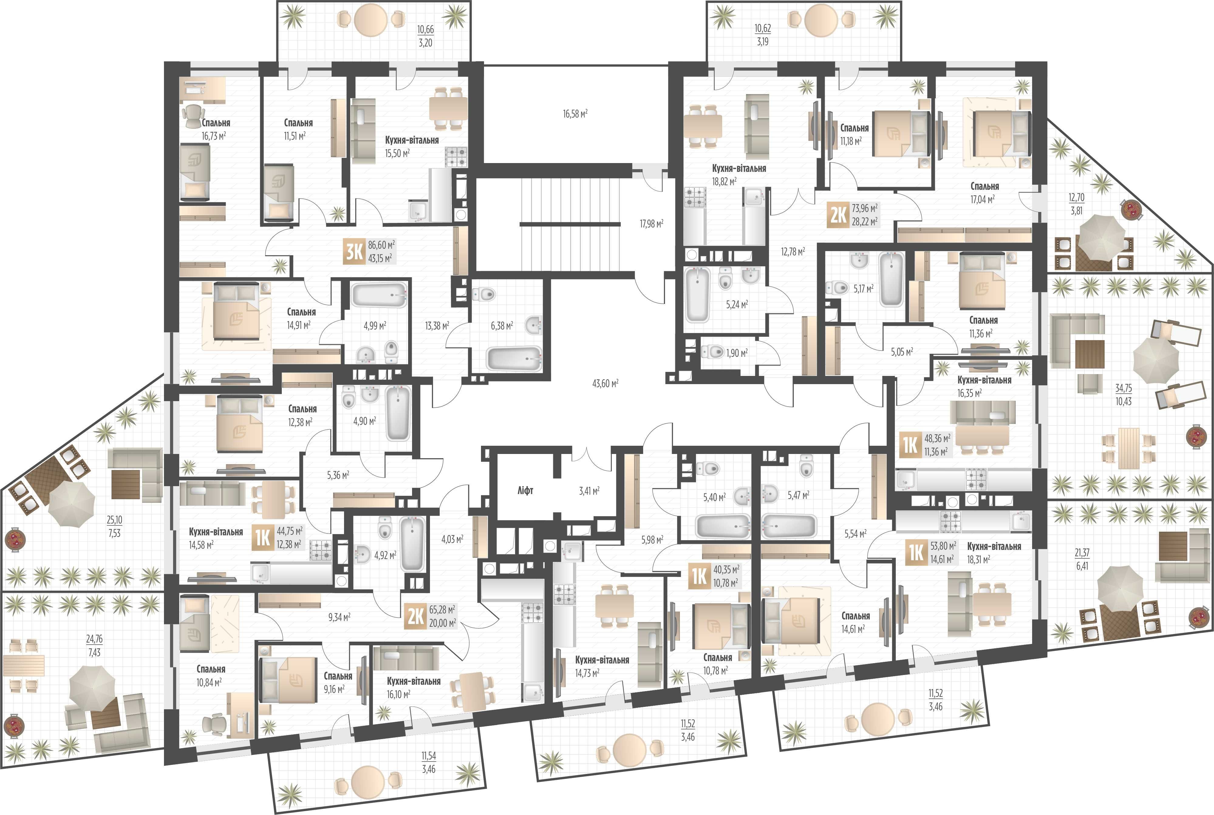 Продаж 2 кім. квартири SOUL PARK вул П. Орлика 65.28 кв.м