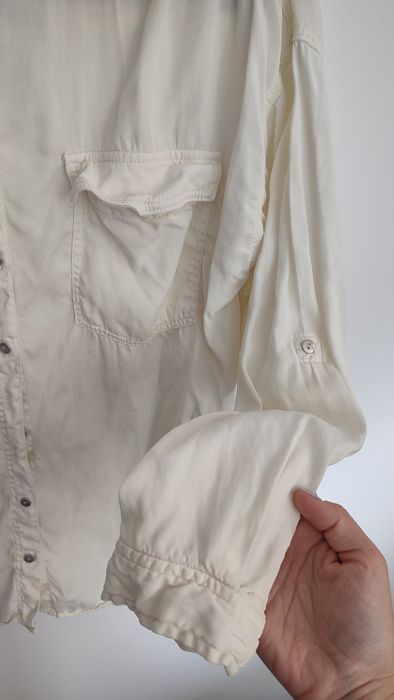 Jedwabno-bawełniana koszula damska ecru na lato Zara rozm S/M lato