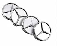 4x NOWE Dekielki 75mm MERCEDES komplet 4szt. dekle zaślepki srebrne