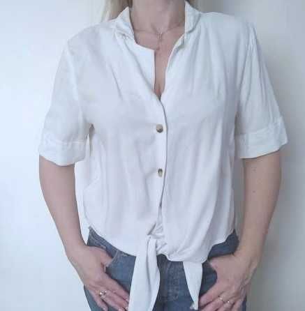 bluzka biała H&M 40/42 wiązany dół/na guziki  L/XL