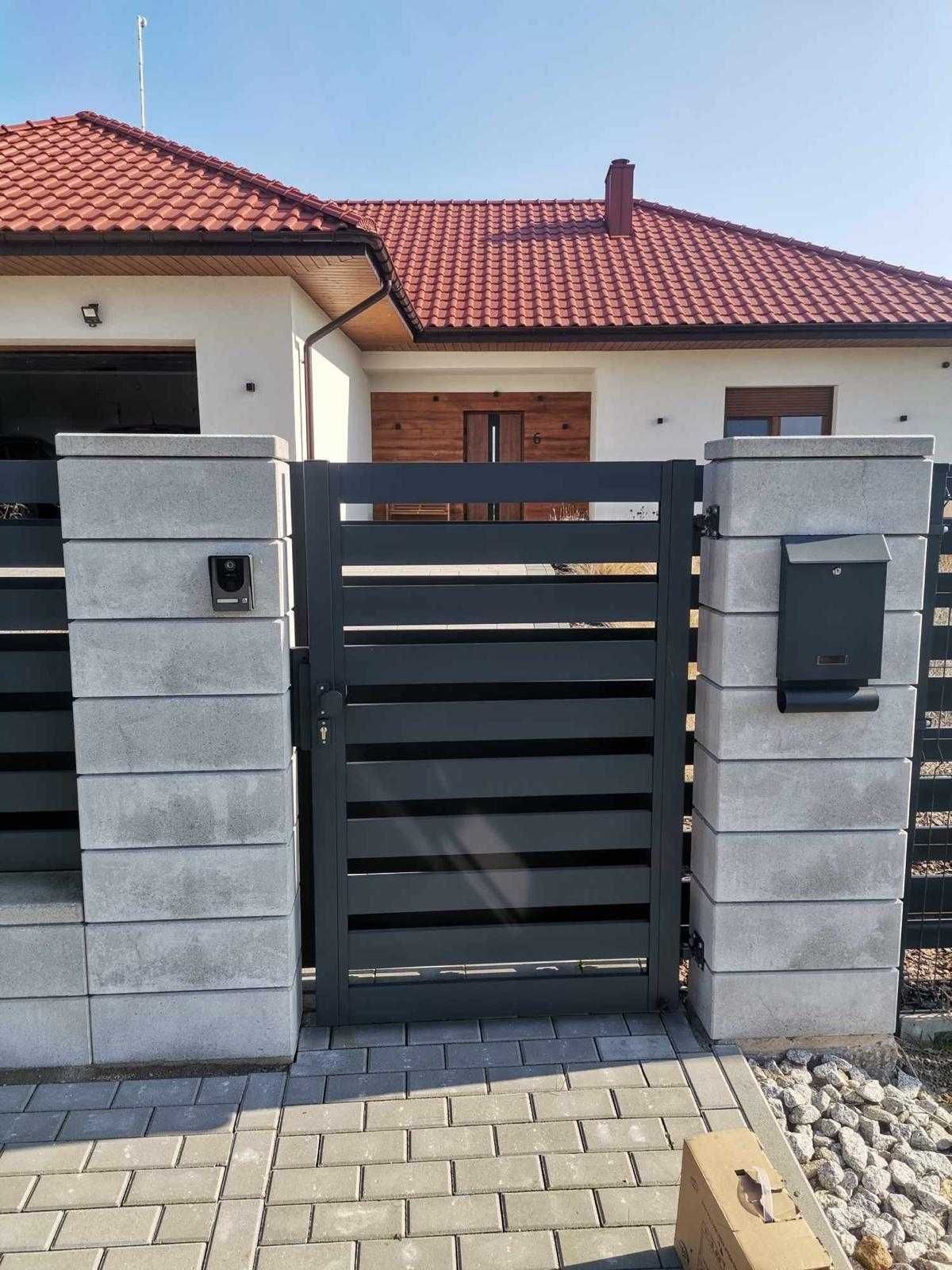 Brama dwuskrzydłowa stalowa aluminiowa kolor antracyt/czarna na wymiar