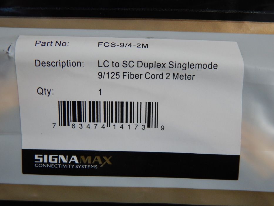 Оптоволоконний патч-корд FCS-9/4-2M (LC to SC Duplex Singlemode)