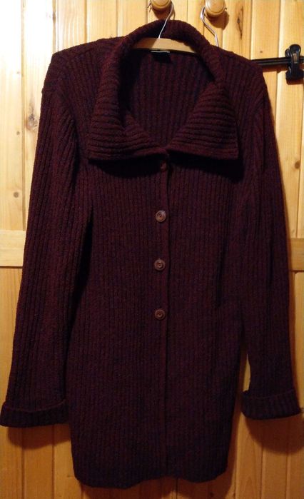 Sweter narzuta ciemny bordowy Bek&R M L XL 38 40 42 wysyłka