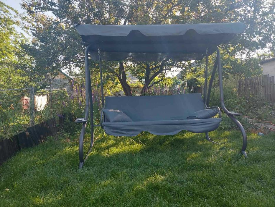 Садовая гойдлка качеля 4-х местна раскладная диван + 2 подушки