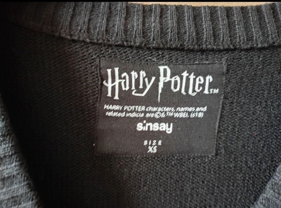 Sweter XS 34 Sinsay Harry Potter czarny długi na guziki