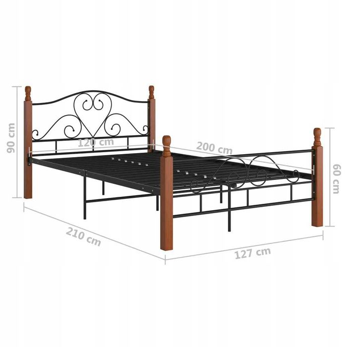 łóżko metalowe drewniane 120 x 200 cm
