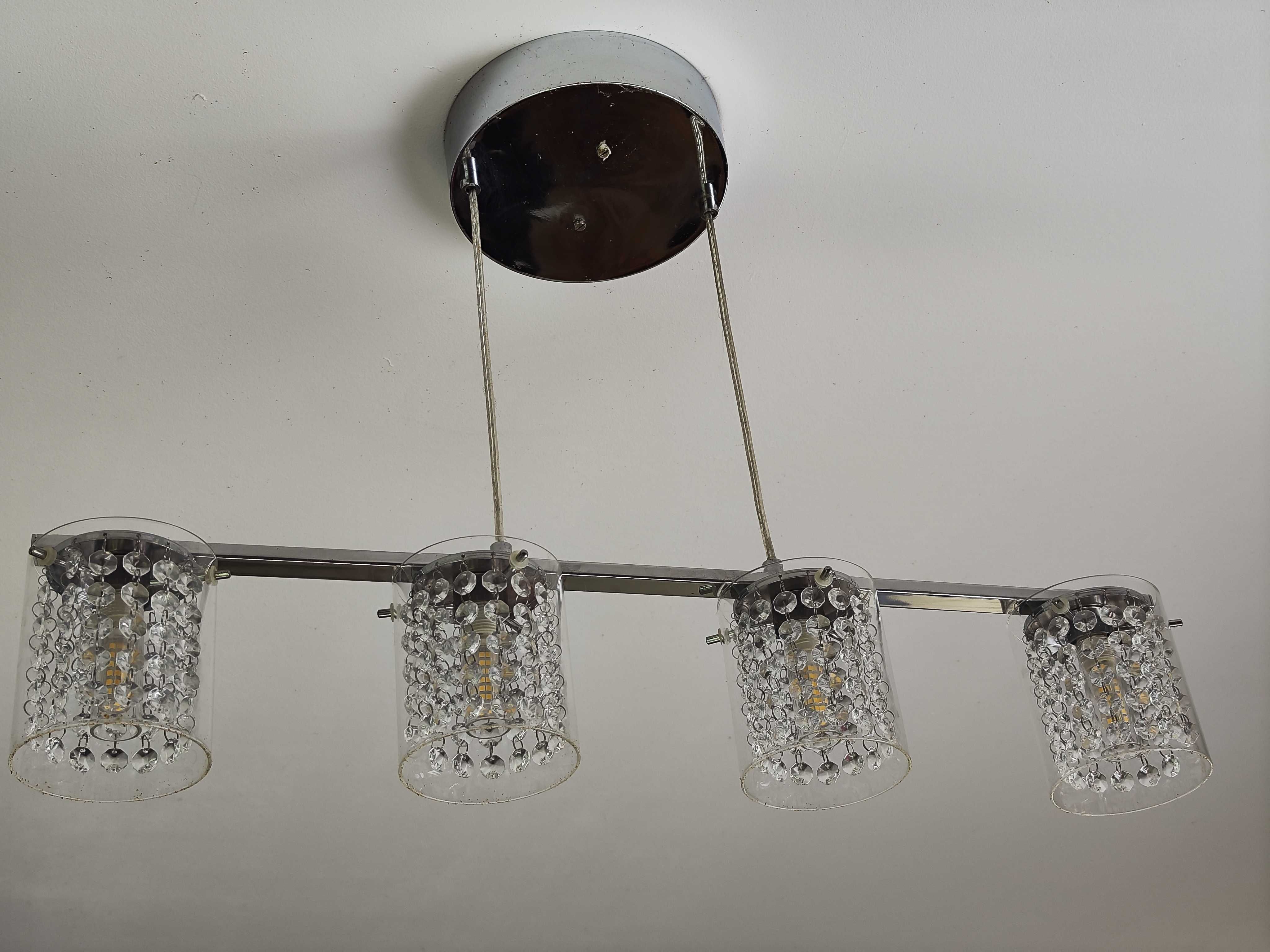 Lampa Wisząca Szklana Żyrandol z Kryształkami G9