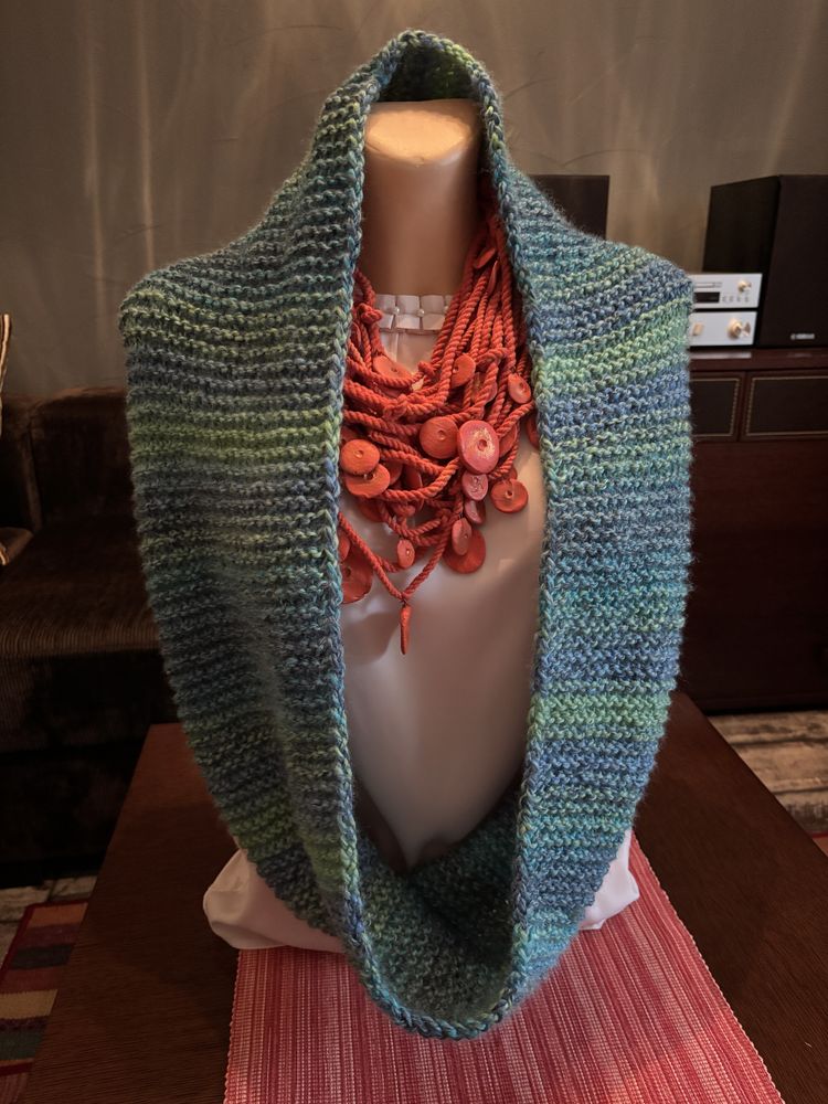 Komplet zimowy czapka plus szeroki komin Handmade 30% wełny