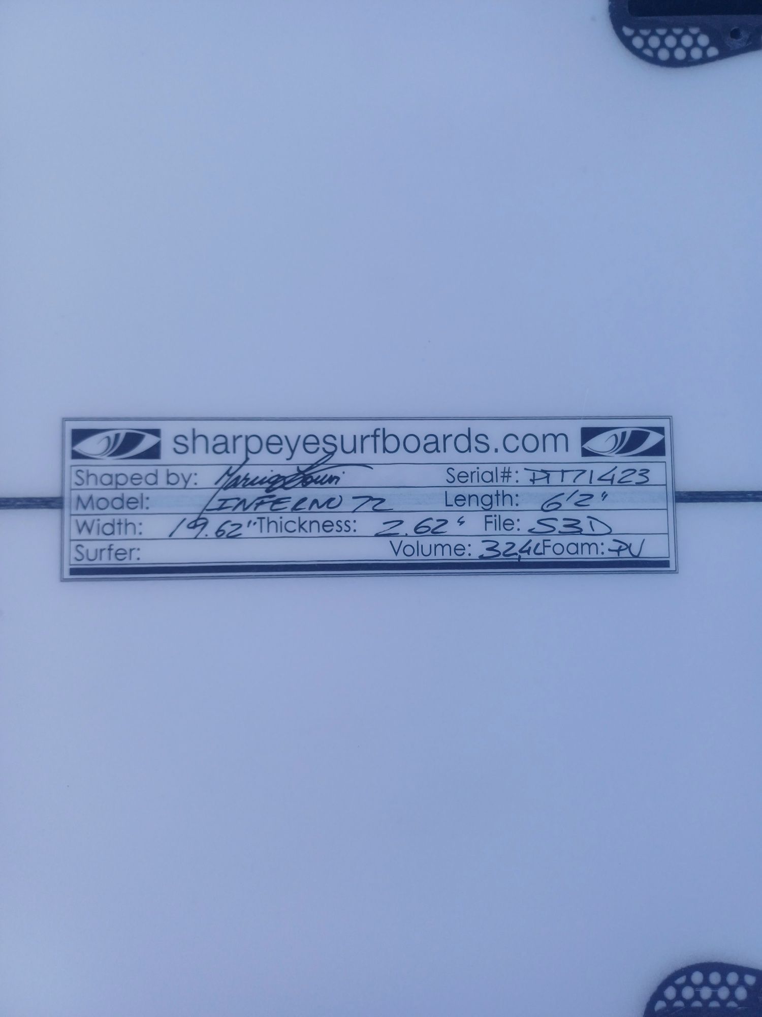 Sharpeye inferno  6'2 72 PU