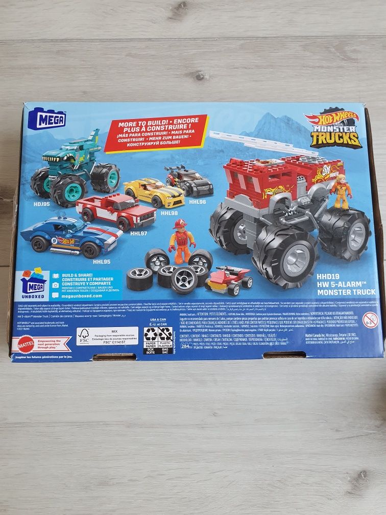 Hot Wheels Monter Trucks 5-Alarm + łazik ATV Pojazd do zbudowania