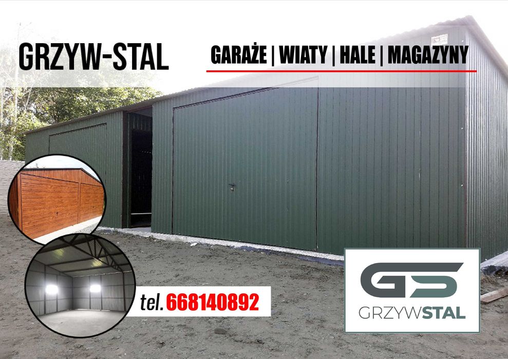 Garaż Blaszany, Lekka Hala Stalowa - konstrukcja profil - *GRZYWSTAL