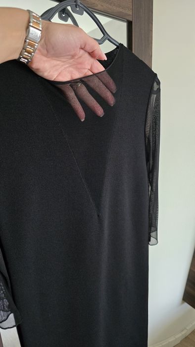 Zara sukienka czarna tiulowe rękawy L jak nowa