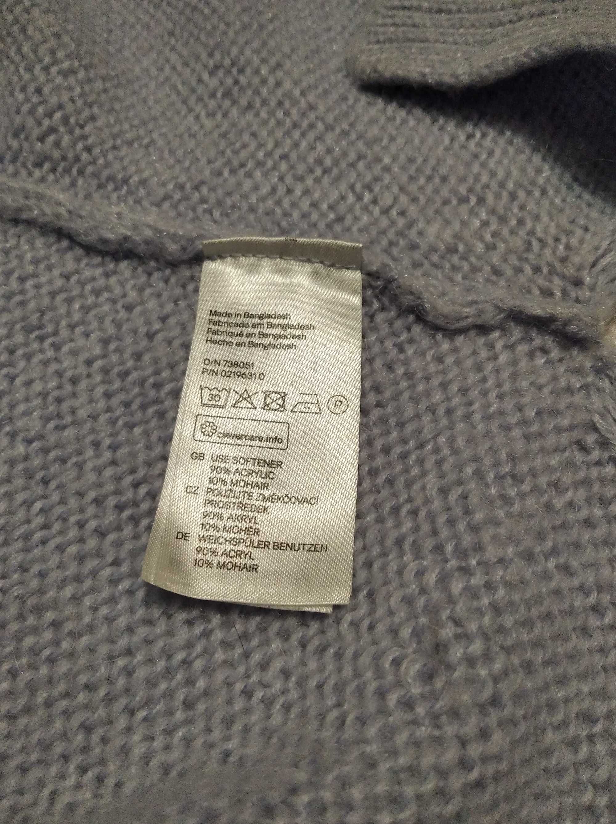 Błękitny sweter H&M r. 36/38 w bdb. stanie moher