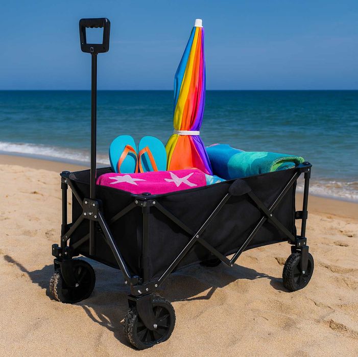 Mocny 130L Wózek Transportowy Plażowy Ogrodowy Składany + GRATIS Torba