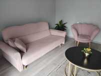 Sofa plus 2x fotel w kolorze pudrowy róż
