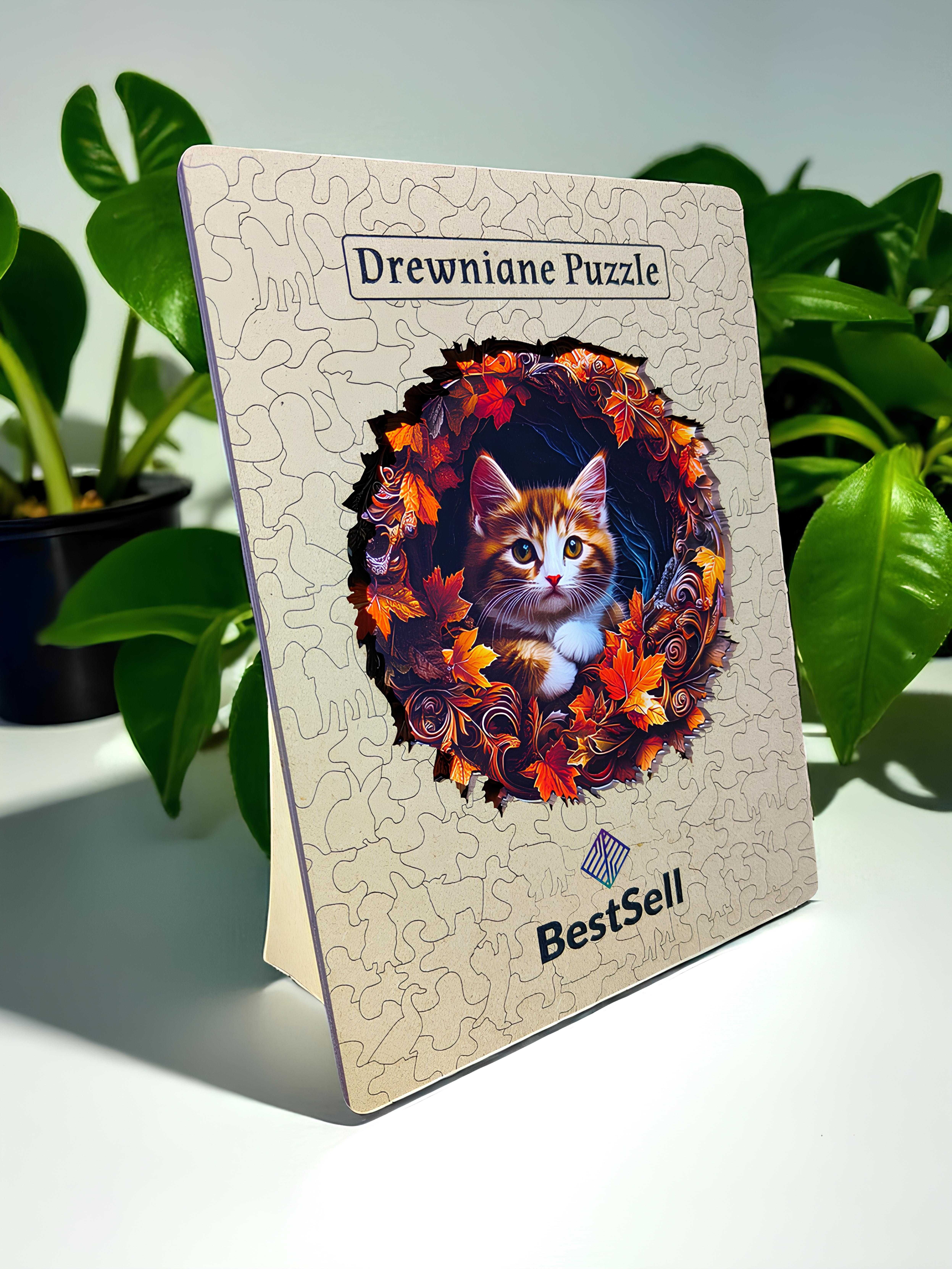 Puzzle Drewniane Kot Kotek Układanka Zwierzęta