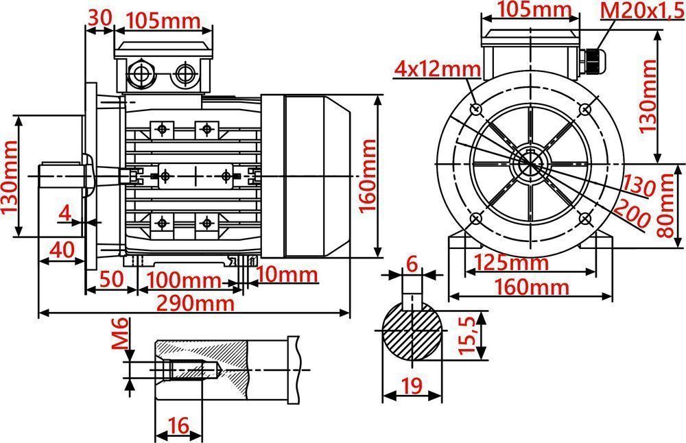 Silnik z Kołnierzem 0,75kW 1390obr 3-FAZOWY [3033]