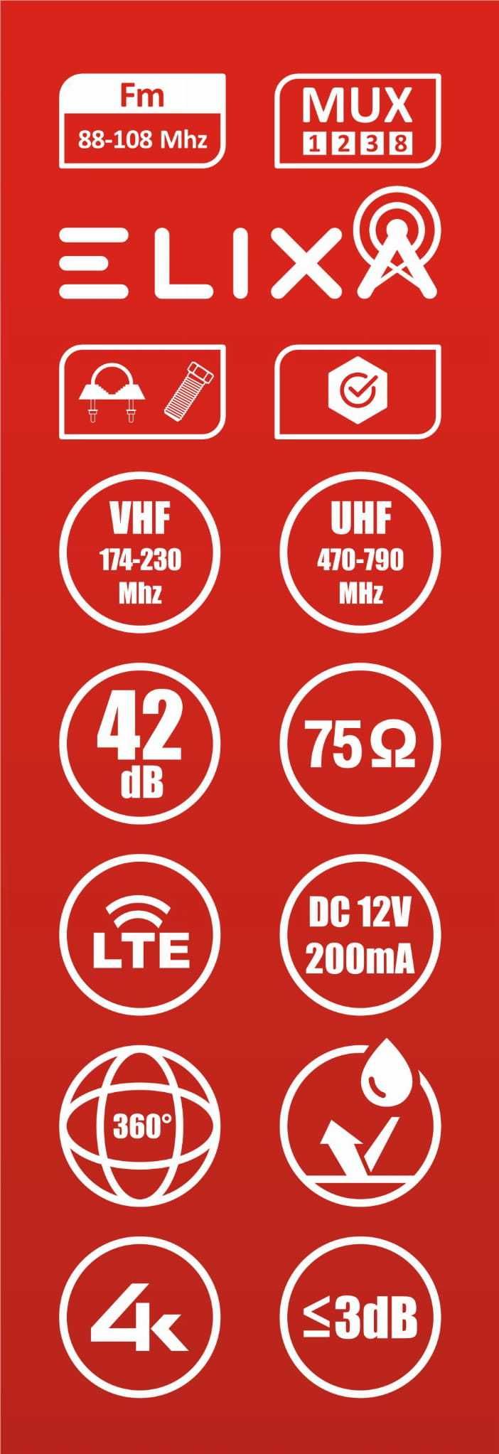 Antena Omnidireccional RED EAGLE ELIXA DVB-T/T2 360 DIRECT