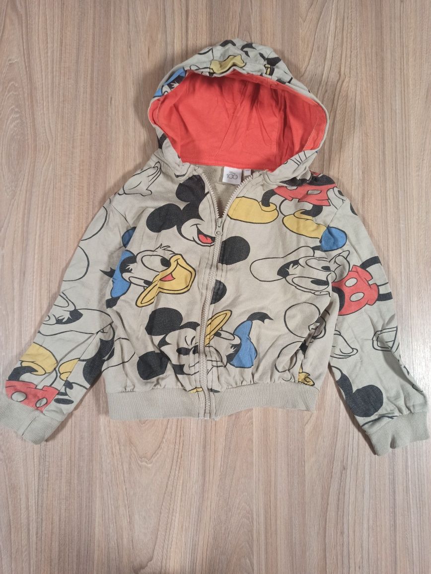 Szara beżowa bluza z kapturem 128 Disney Myszka Miki Kaczor Donald