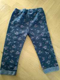 Nutmeg getry jeans 80 86 kwiatuszki legginsy