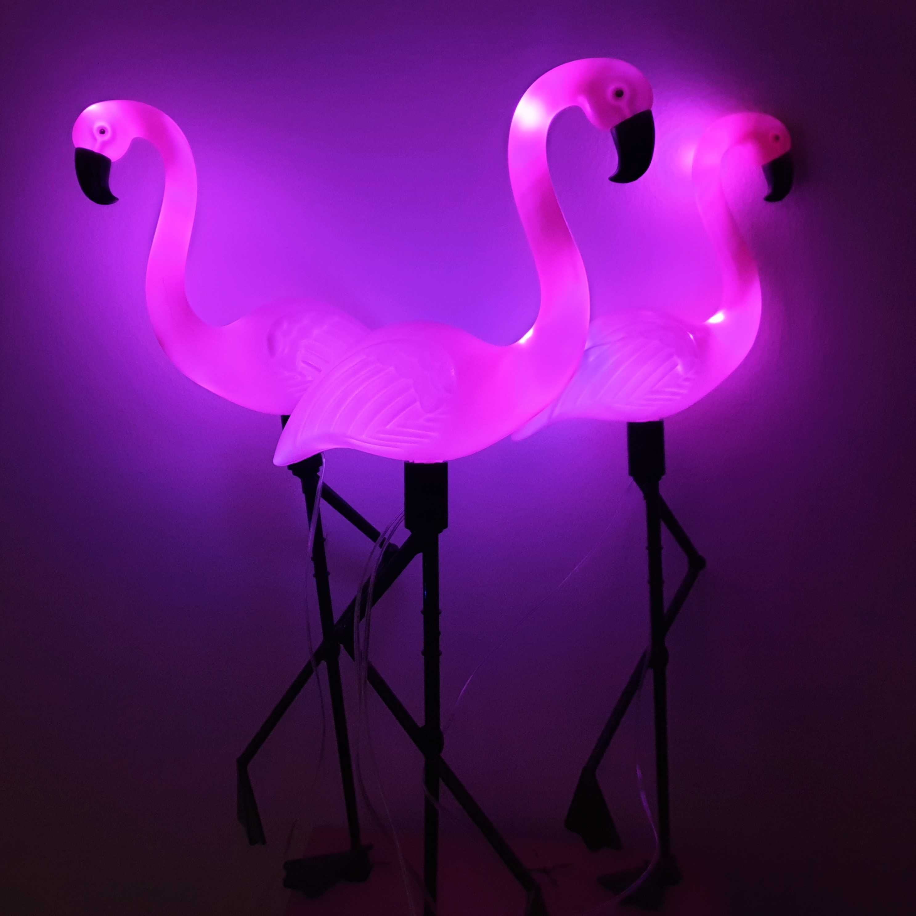 Gra świateł Lampa solarna LED flaming 54 cm flamingi 3 szt