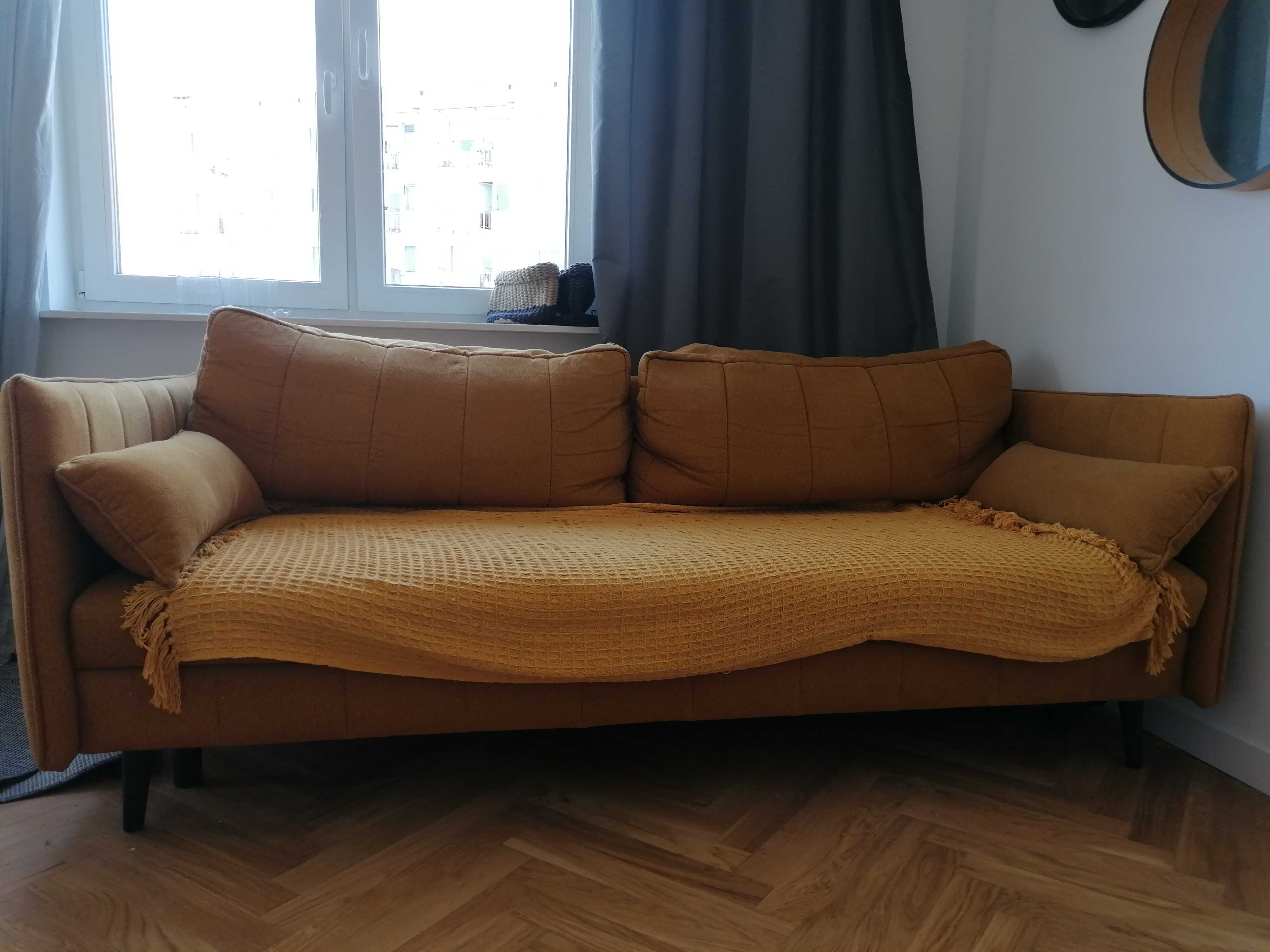 Sofa rozkładana kolor musztardowy (kanapa Ikea vintage loft)