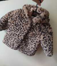 Futerko płaszcz  dla dziewczynki w panterkę F&F roz 80/86 jesień zima