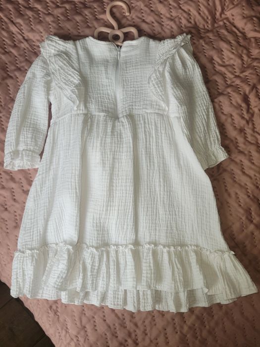 Sukienka muslinowa na chrzest r.74-80